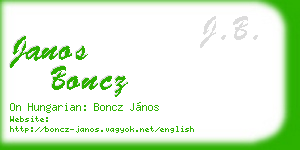 janos boncz business card